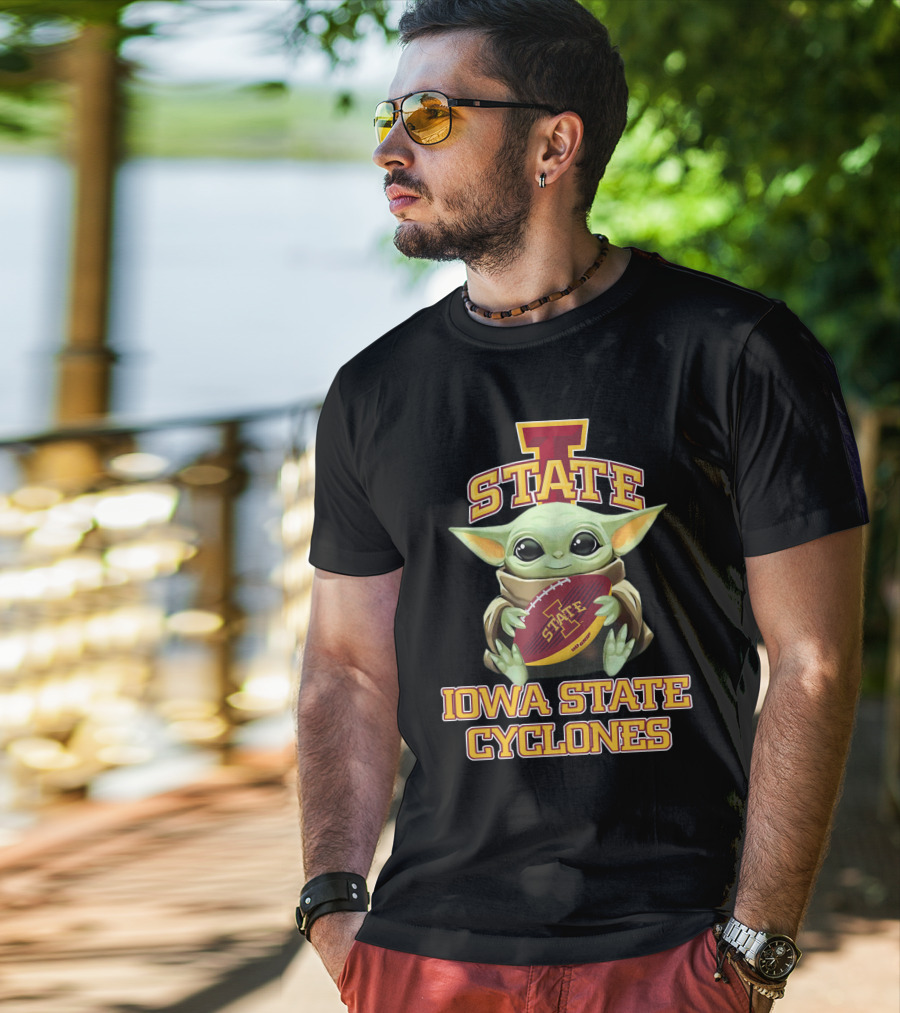Iowa State Cyclones Baby Yoda Football T-Shirt