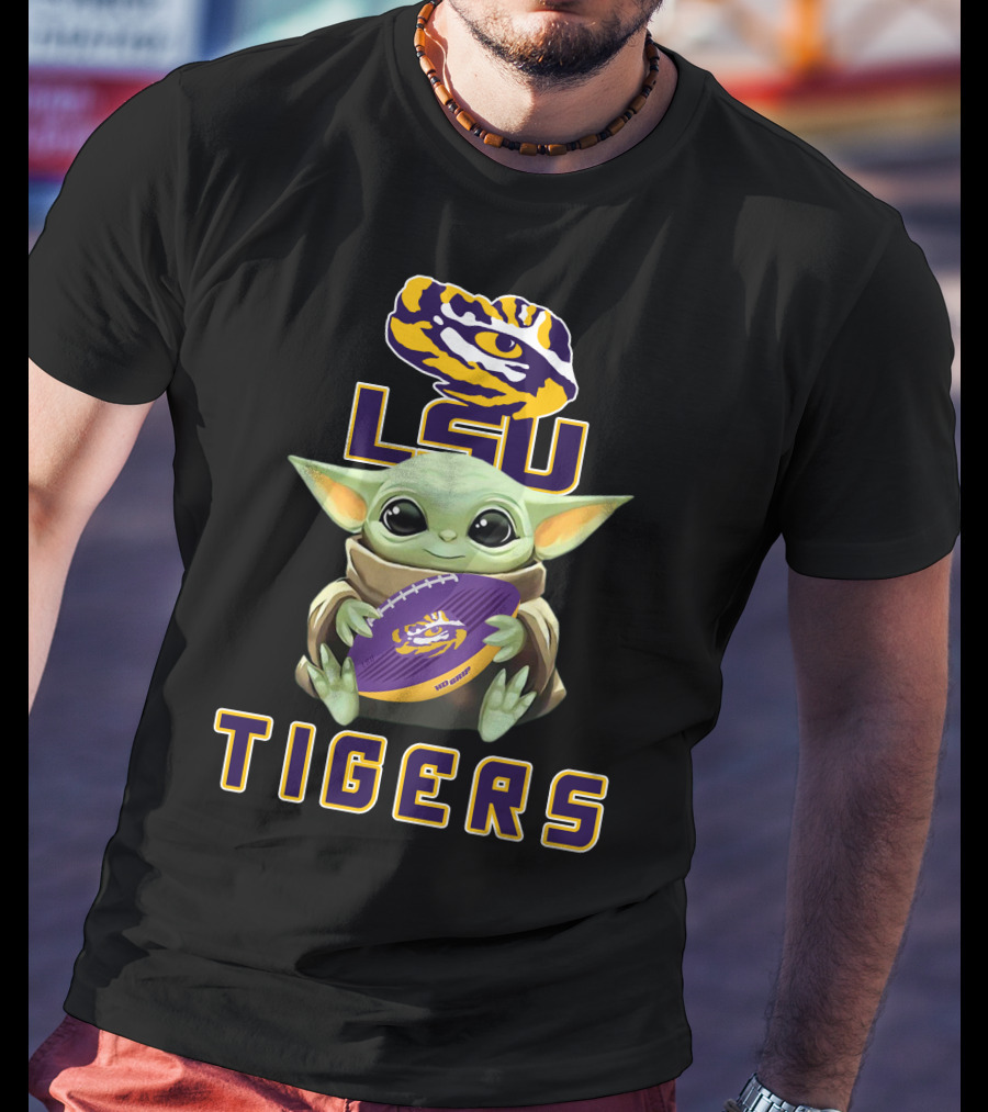 Lsu Tigers Baby Yoda Football T-Shirt