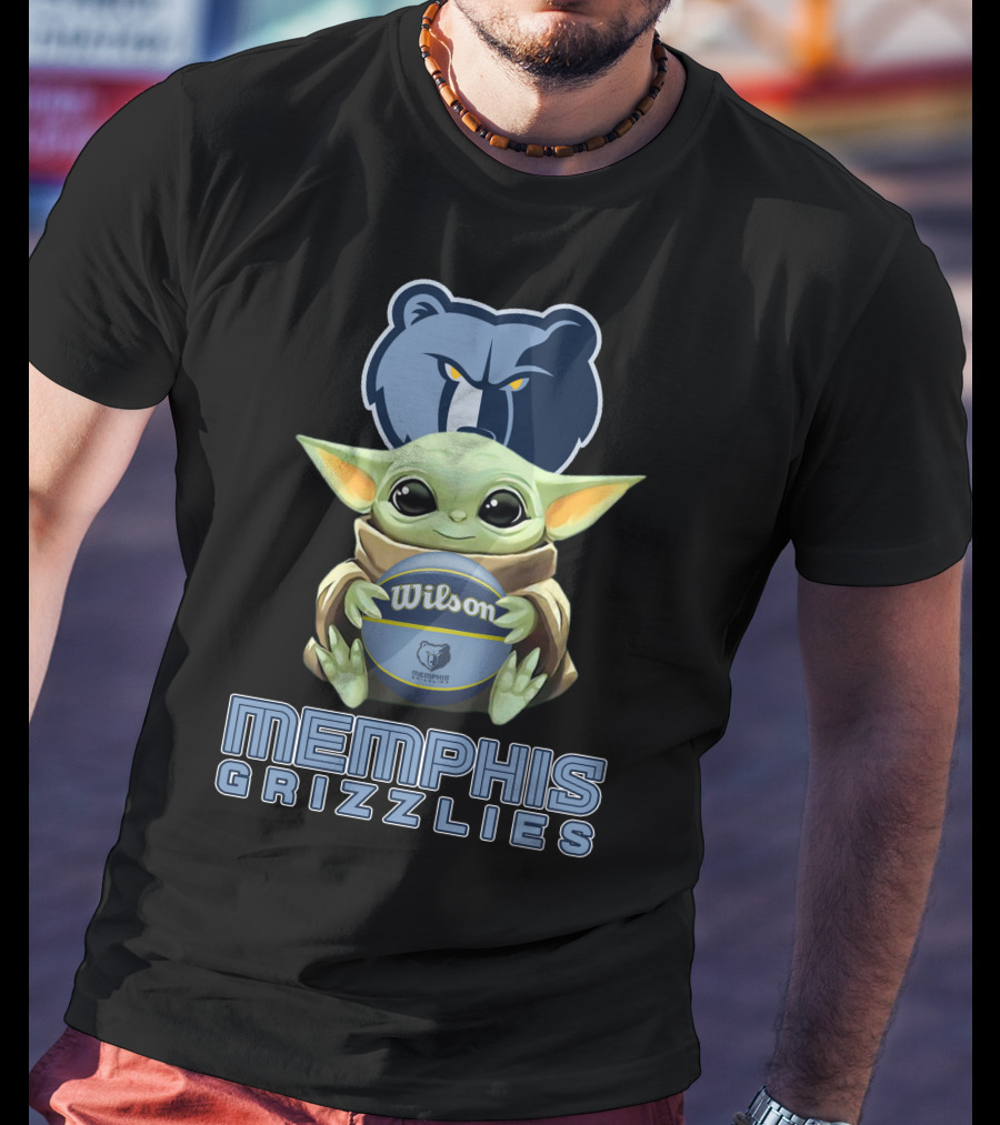 Memphis Grizzlies Baby Yoda Holding Wilson Basketball T-Shirt