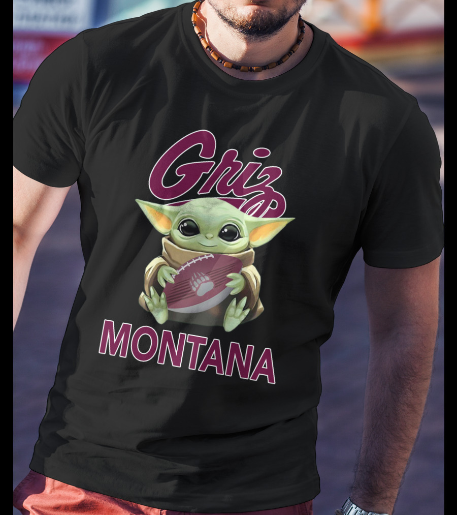 Griz Montana Baby Yoda Football T-Shirt