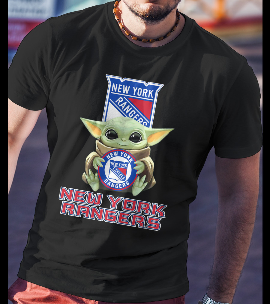 New York Rangers Baby Yoda Holding Team T-Shirt