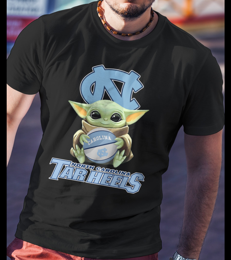 North Carolina Tar Heels Baby Yoda Carolina Basketball T-Shirt