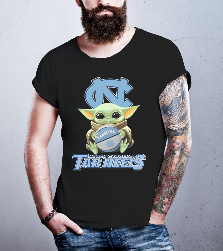North Carolina Tar Heels Baby Yoda Carolina Basketball T-Shirt