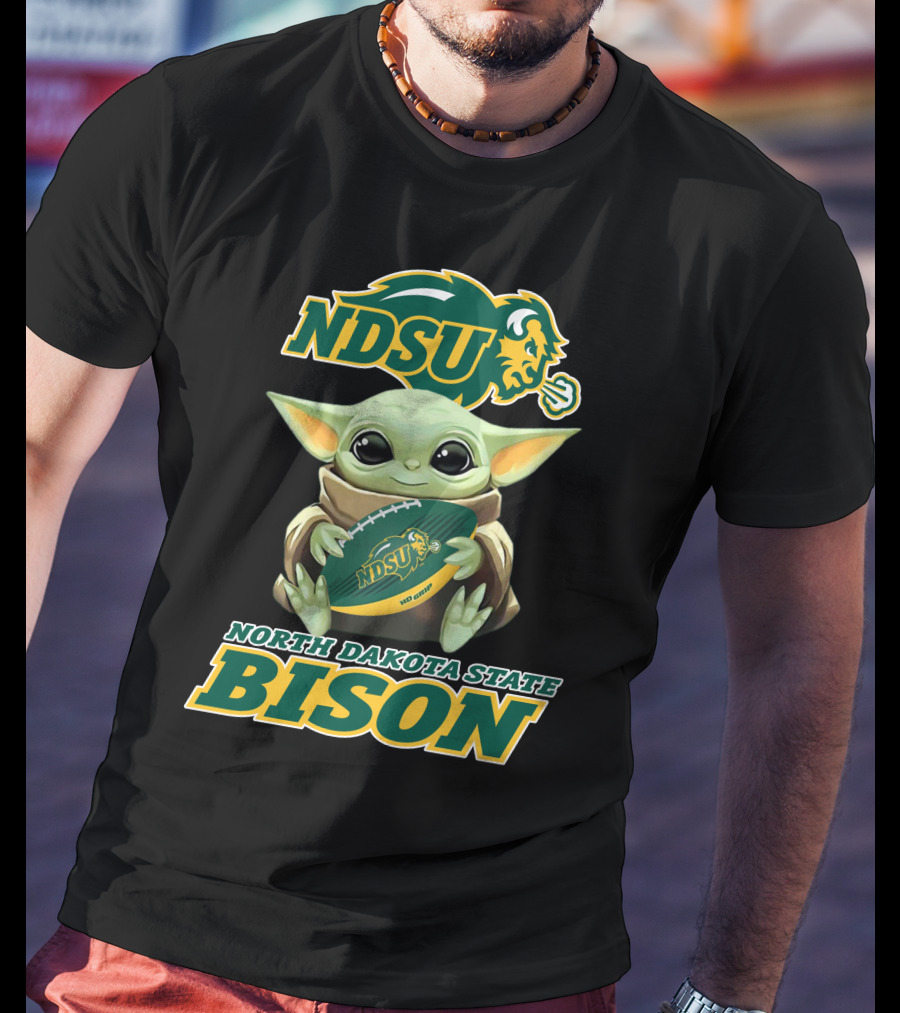 Ndsu North Dakota State Bison Baby Yoda Football T-Shirt