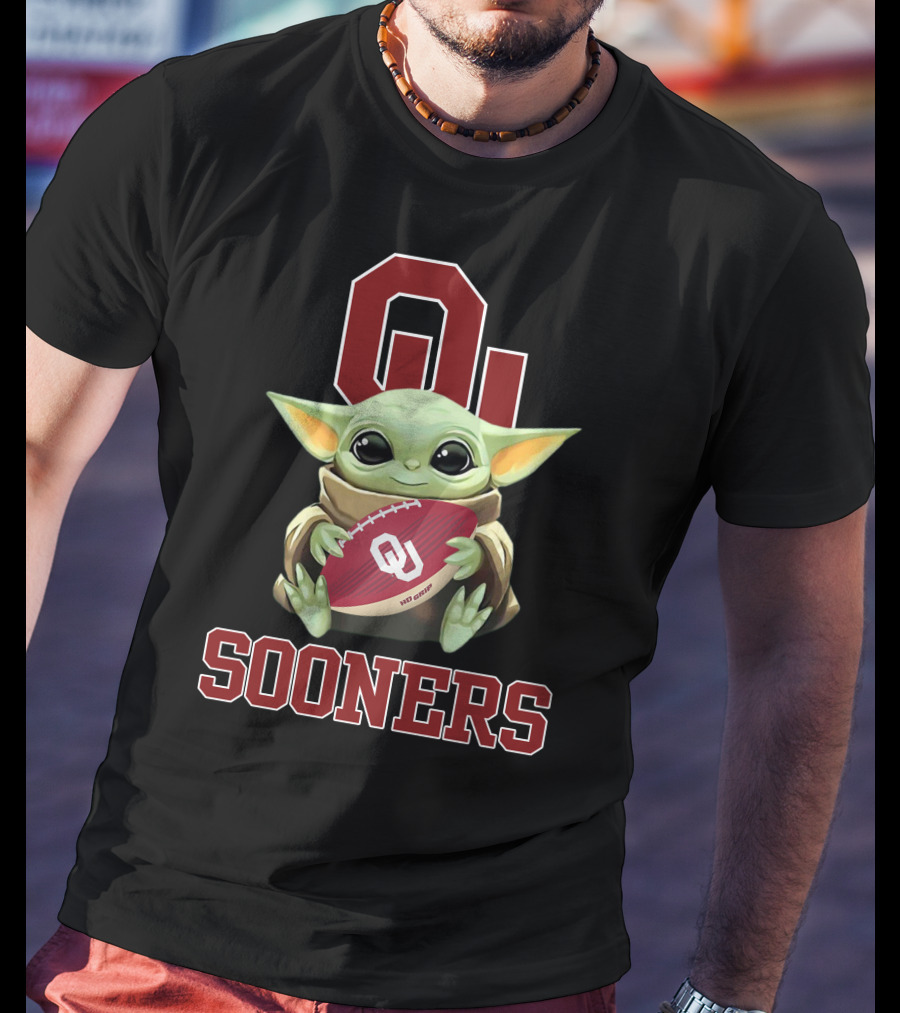 Ou Sooners Baby Yoda Football T-Shirt