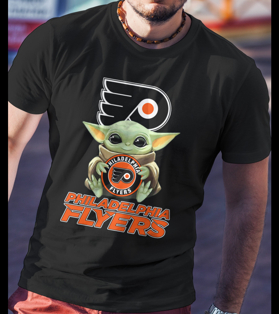 Philadelphia Flyers Baby Yoda Holding Team T-Shirt
