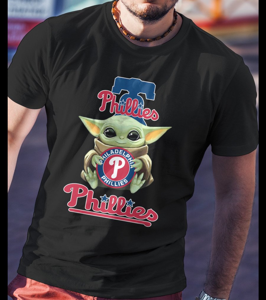 Philadelphia Phillies Baby Yoda Holding Phillies T-Shirt