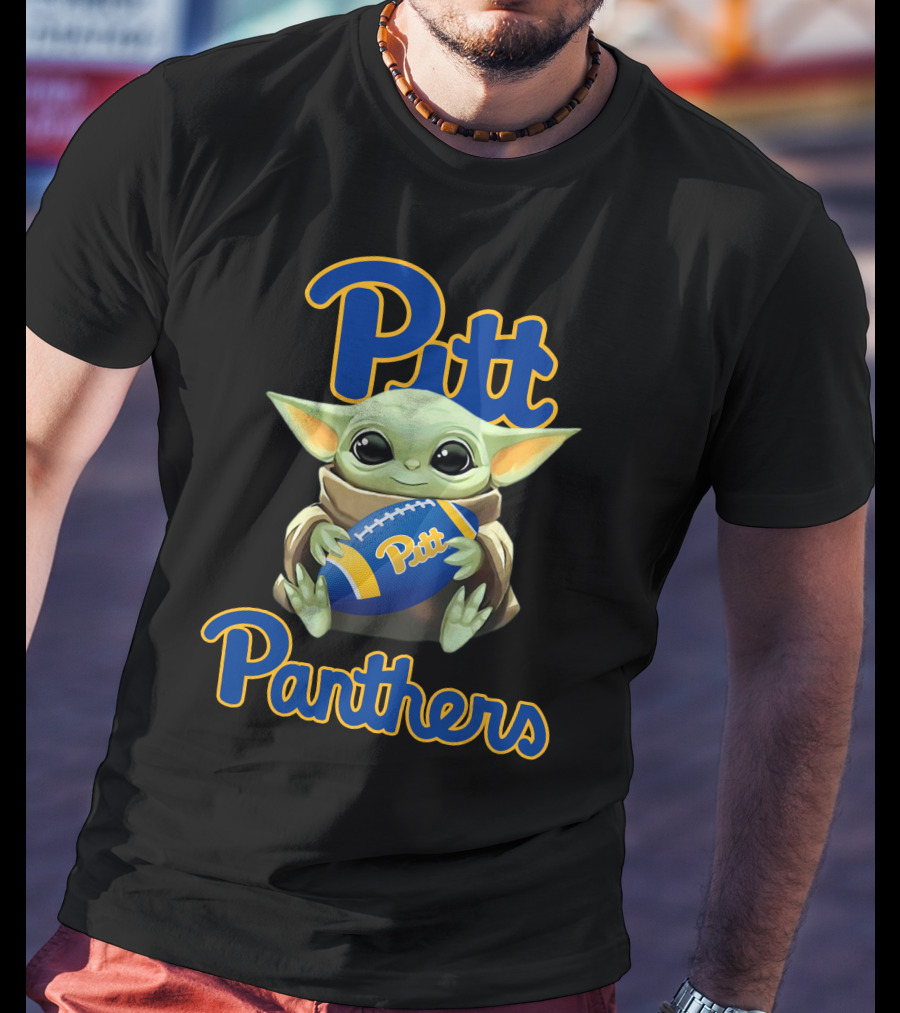 Pitt Panthers Baby Yoda Holding Football T-Shirt