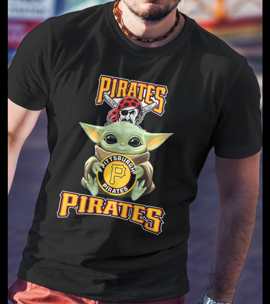 Pittsburgh Pirates Baby Yoda Holding Baseball T-Shirt