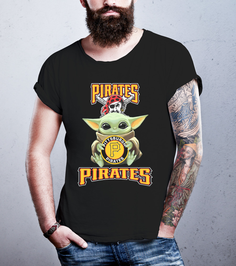 Pittsburgh Pirates Baby Yoda Holding Baseball T-Shirt