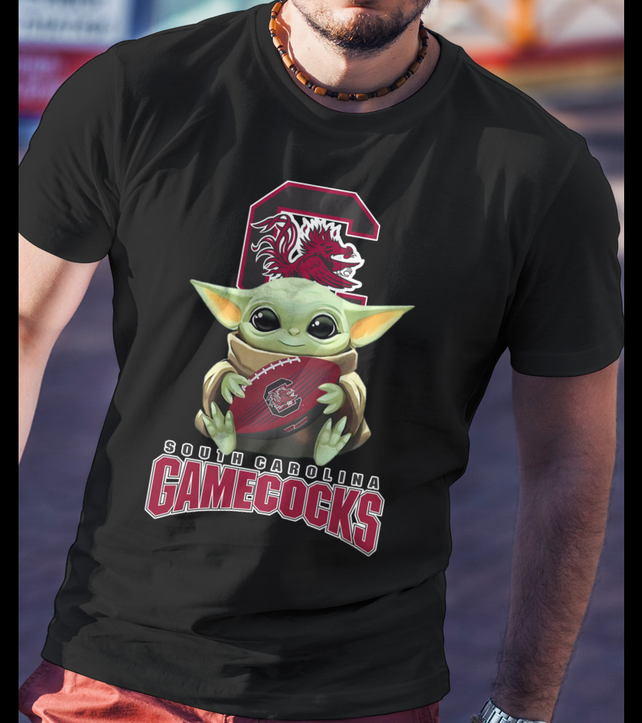 South Carolina Gamecocks Baby Yoda Holding Football T-Shirt