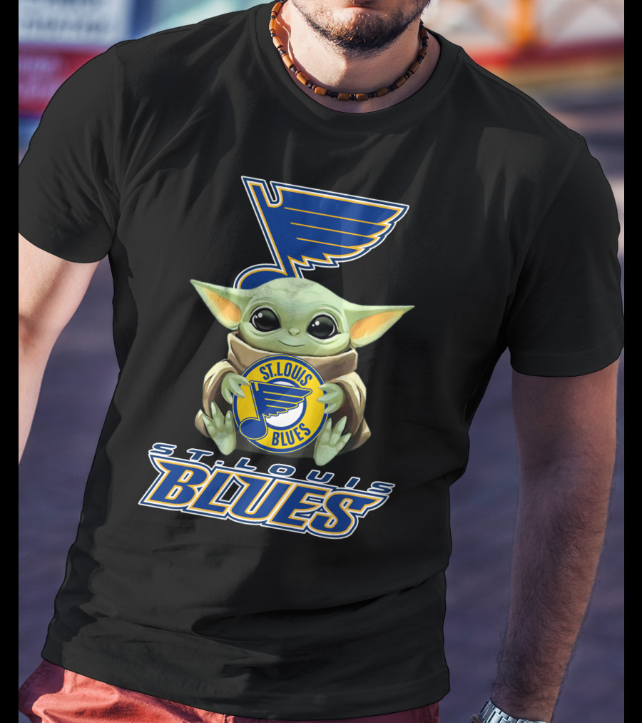 St Louis Blues Baby Yoda Holding T-Shirt