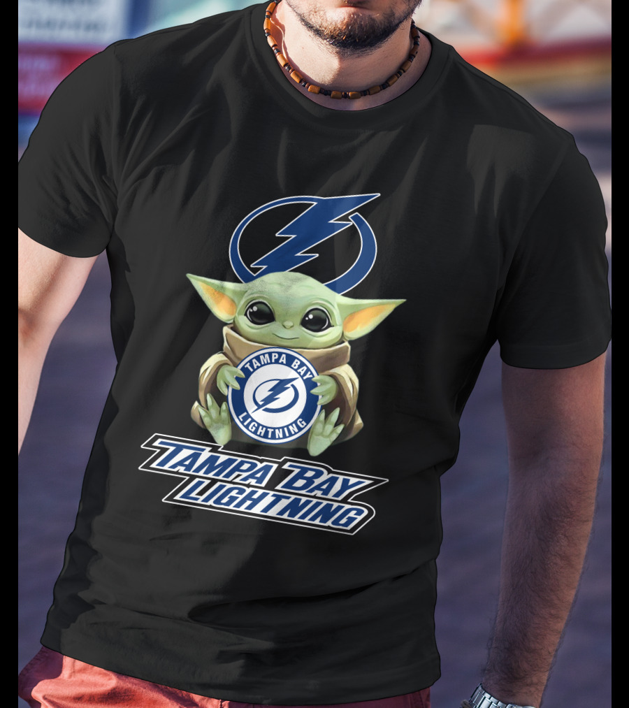 Tampa Bay Lightning Baby Yoda Holding Team T-Shirt