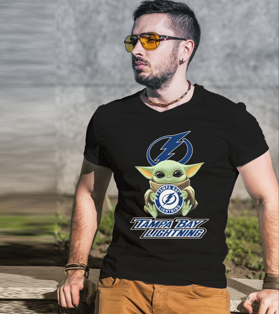 Tampa Bay Lightning Baby Yoda Holding Team T-Shirt