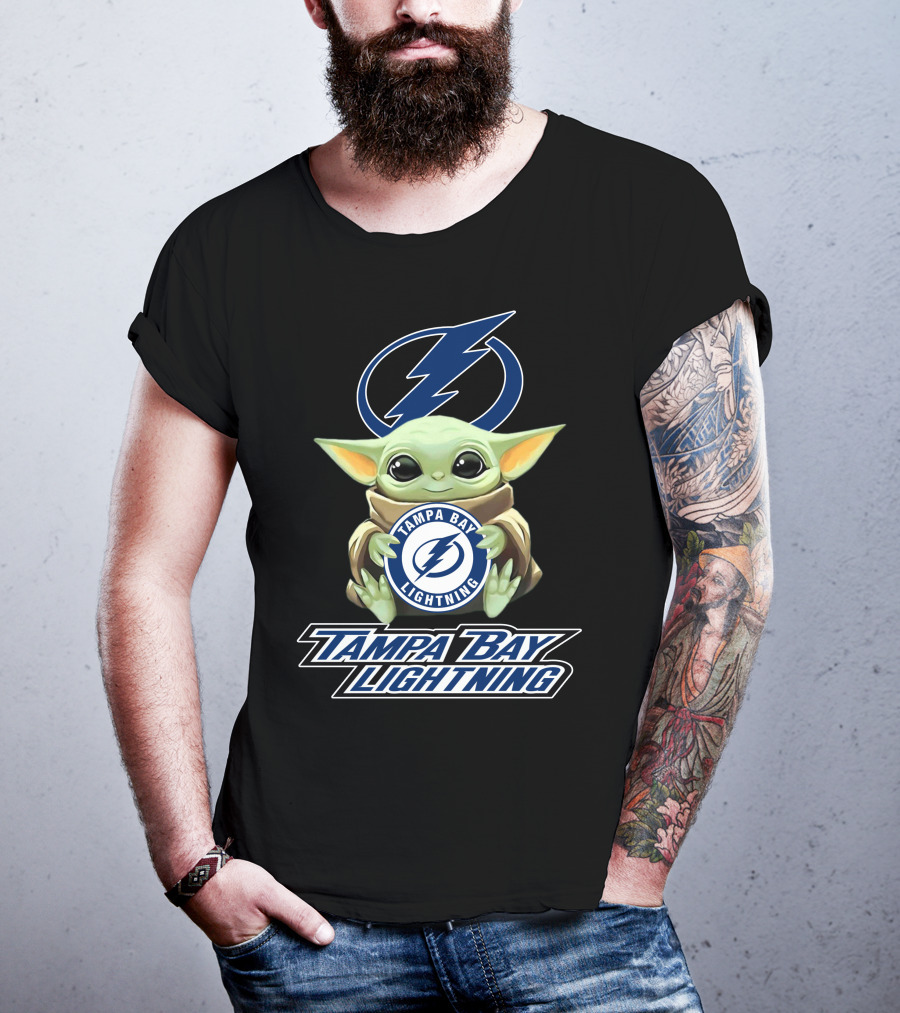 Tampa Bay Lightning Baby Yoda Holding Team T-Shirt