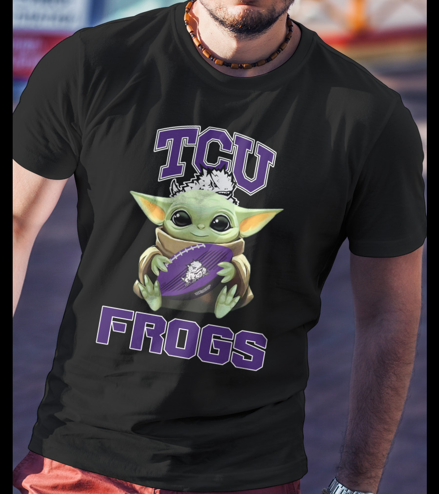 Tcu Frogs Baby Yoda Football T-Shirt