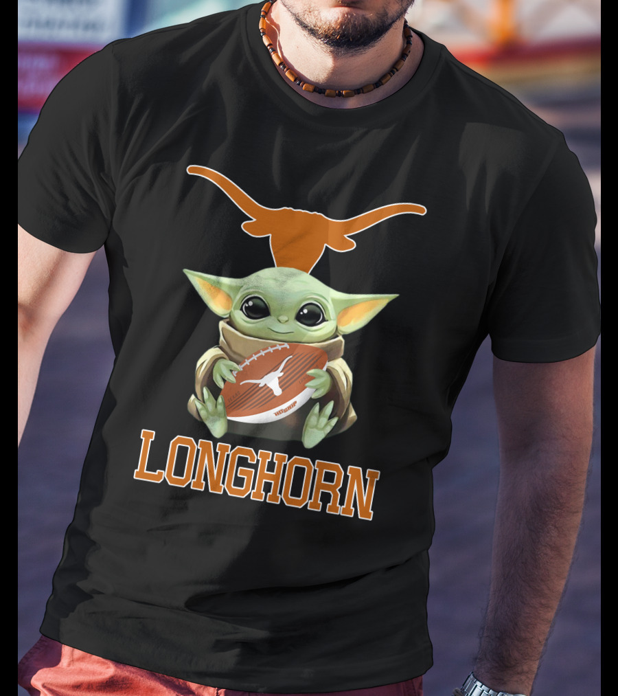 Texas Longhorn Baby Yoda Football Fan T-Shirt