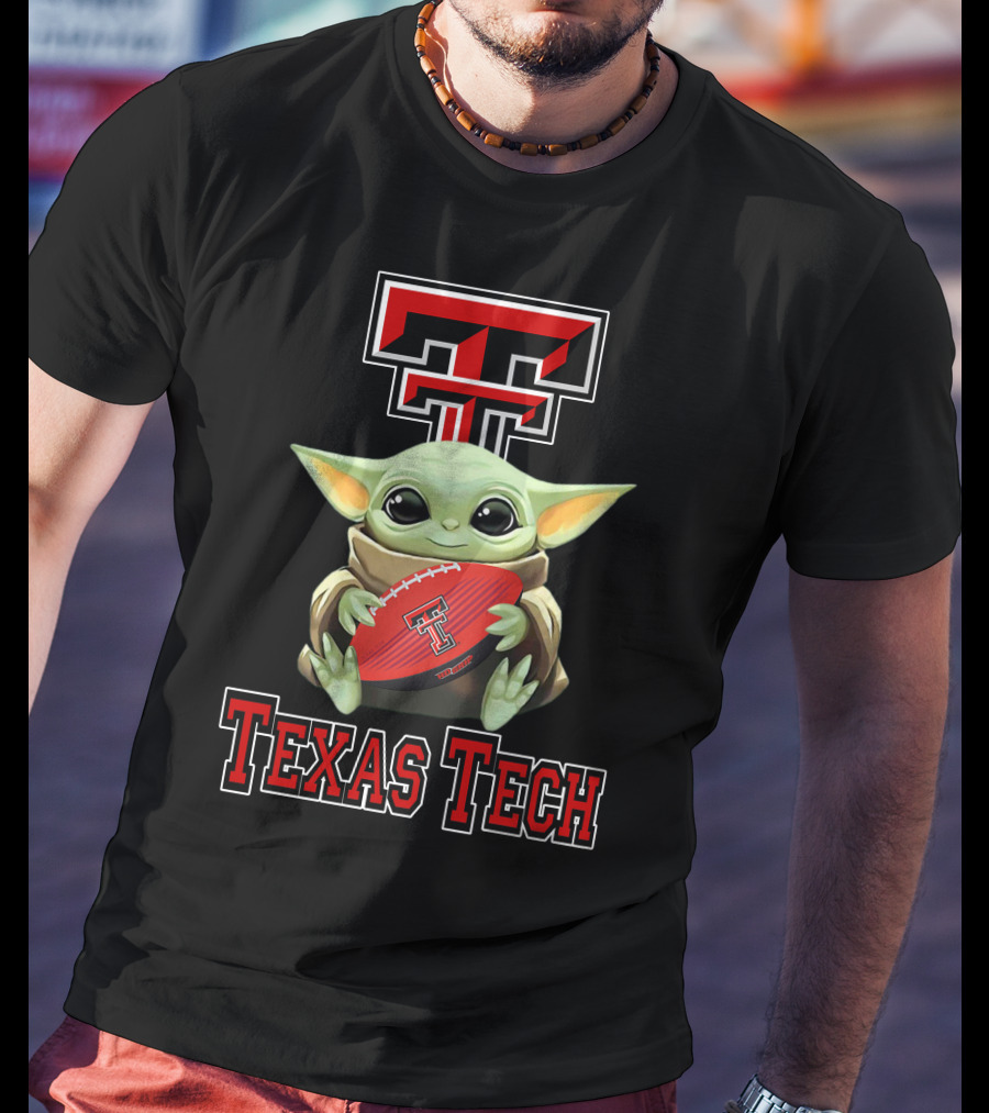 Texas Tech Red Raiders Baby Yoda Football T-Shirt