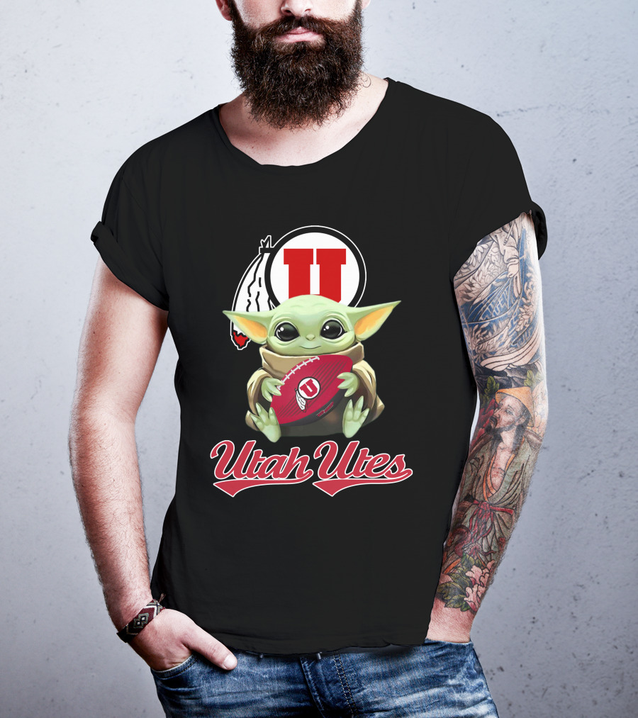 Utah Utes Baby Yoda Football Fan T-Shirt