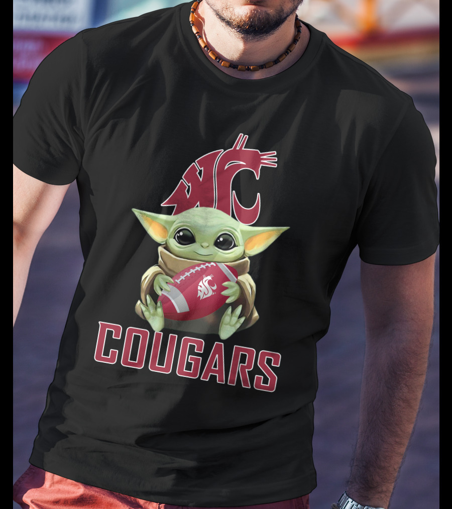 Washington State Cougars Baby Yoda Football T-Shirt