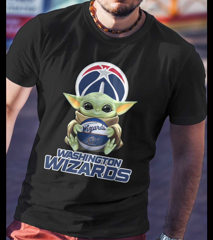 Washington Wizards Baby Yoda Holding Basketball T-Shirt