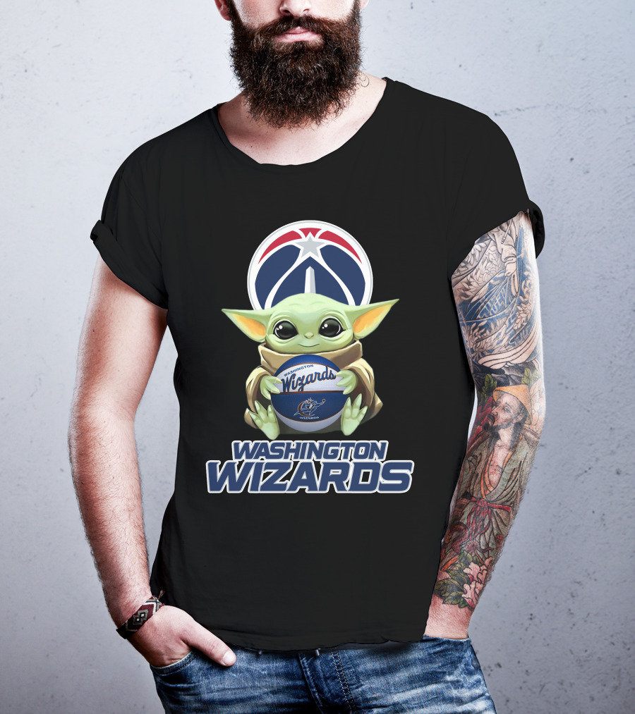 Washington Wizards Baby Yoda Holding Basketball T-Shirt