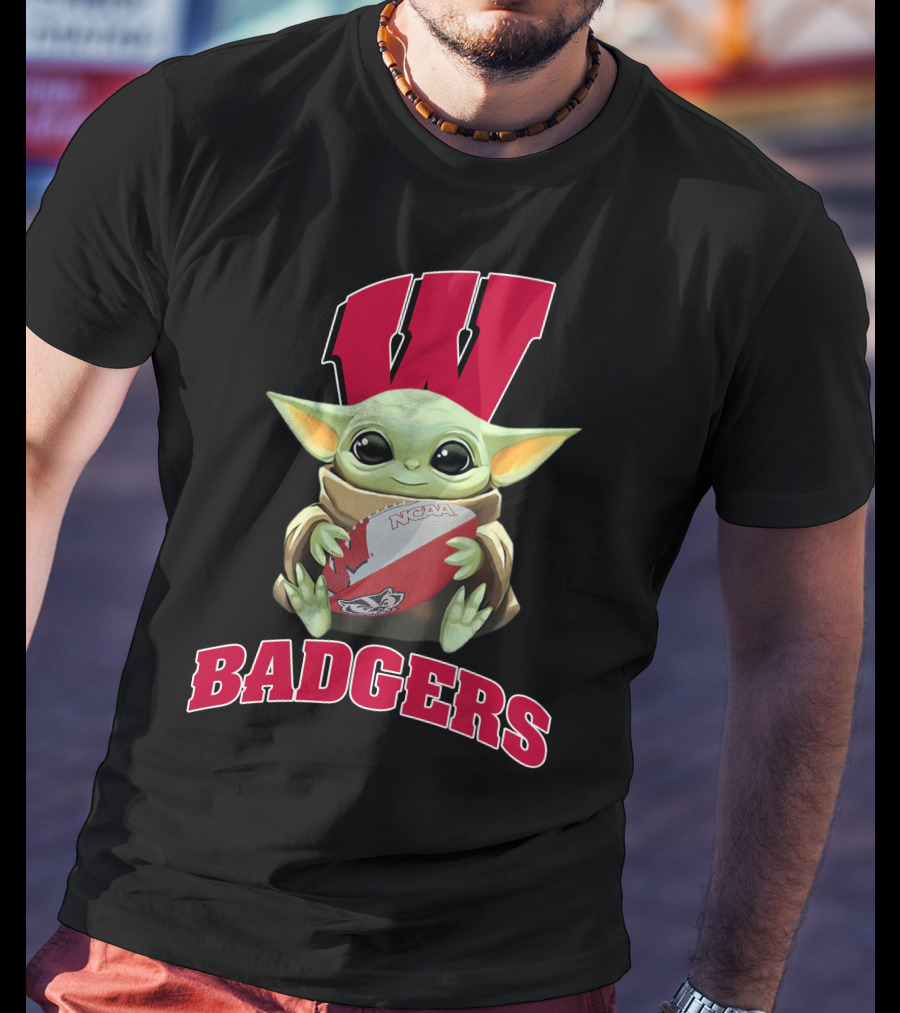 Wisconsin Badgers Baby Yoda Ncaa Football T-Shirt
