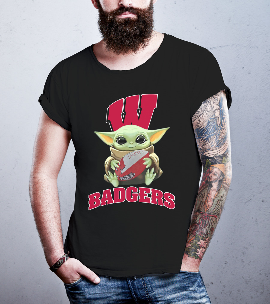Wisconsin Badgers Baby Yoda Ncaa Football T-Shirt