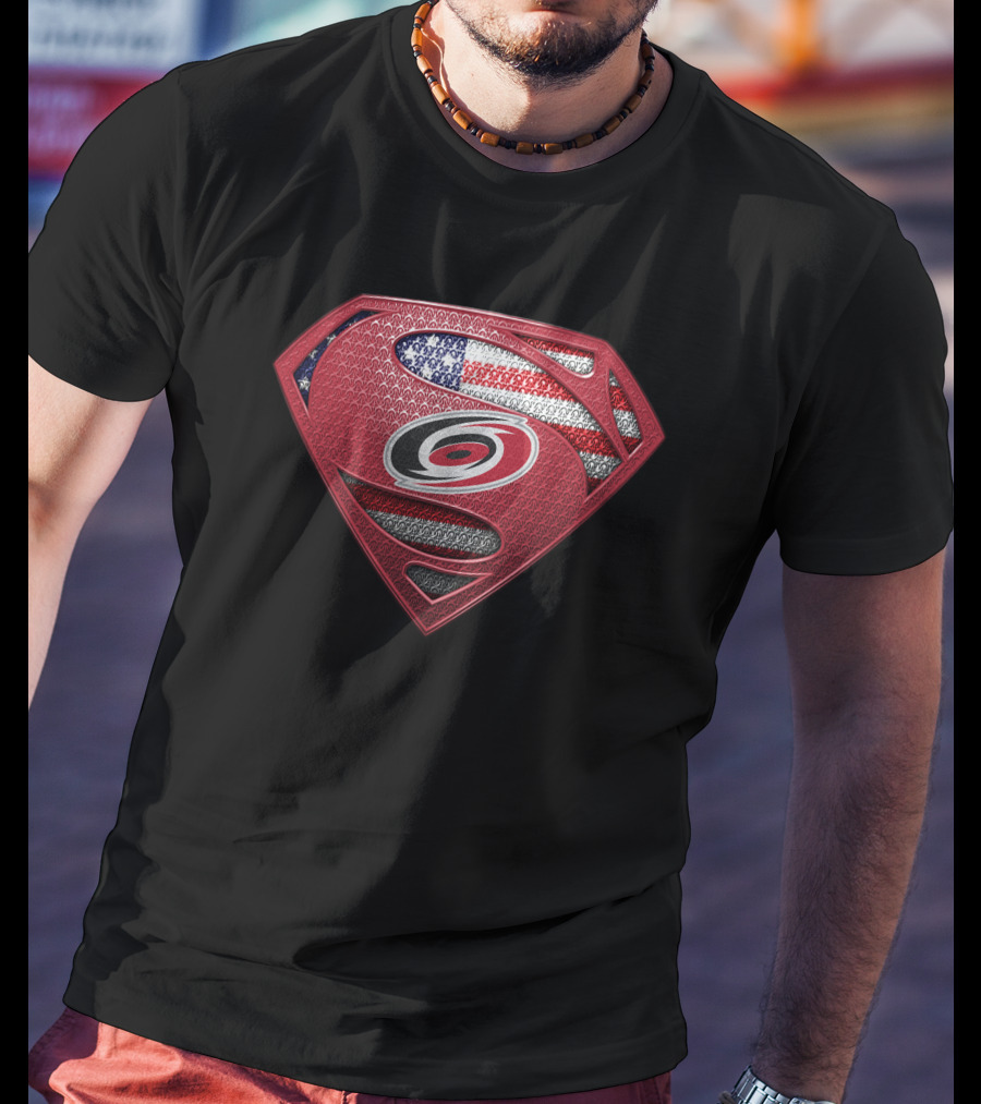 Carolina Hurricanes American Flag Superman T-Shirt