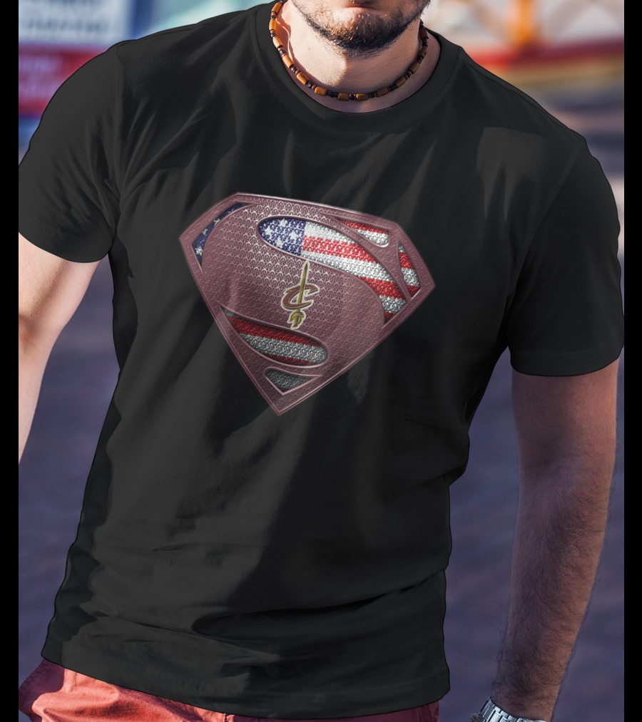 Cleveland Cavaliers Superman Logo American Flag T-Shirt