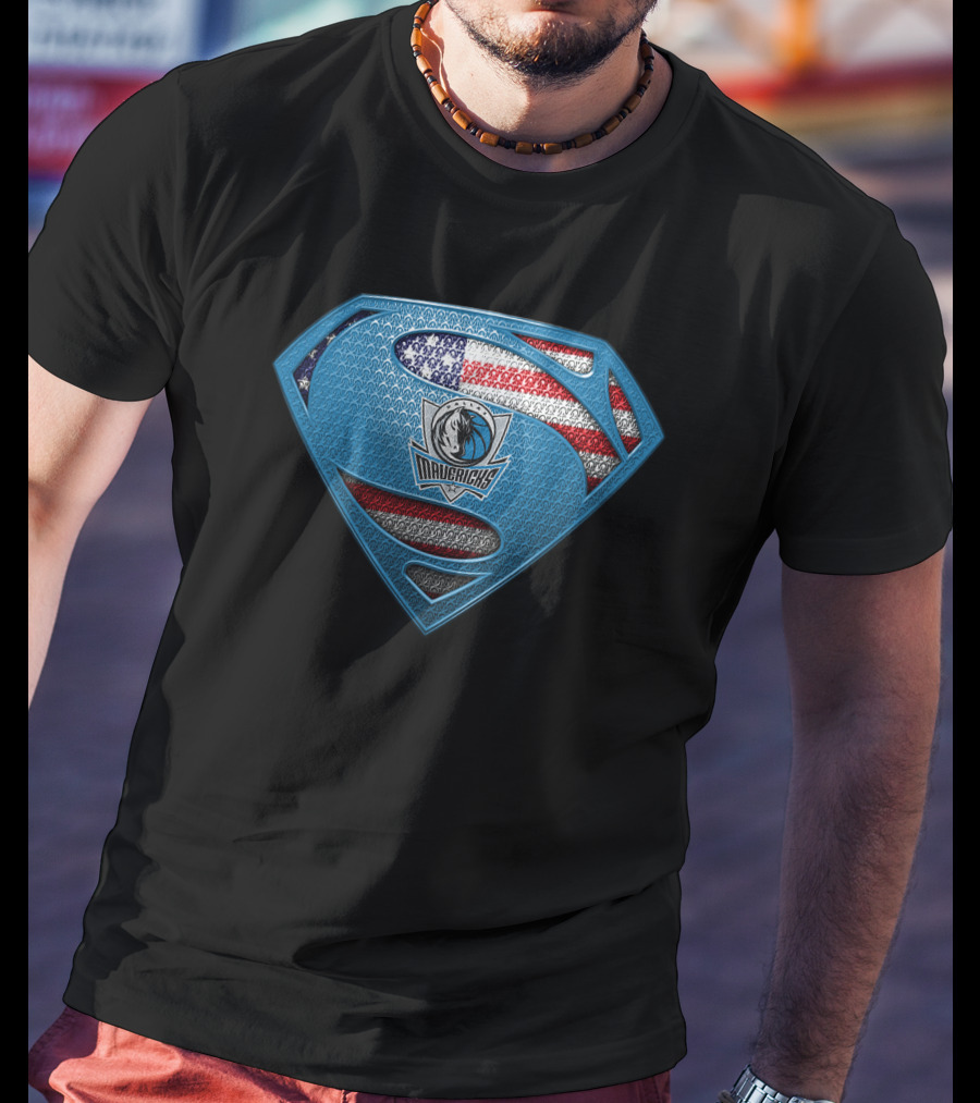 Dallas Mavericks American Flag Superman T-Shirt