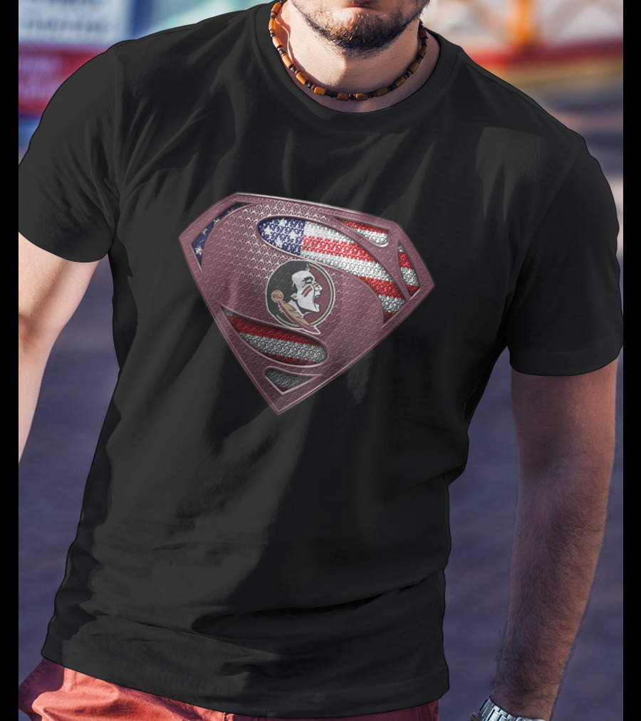 Florida State Seminoles Superman Logo American Flag T-Shirt