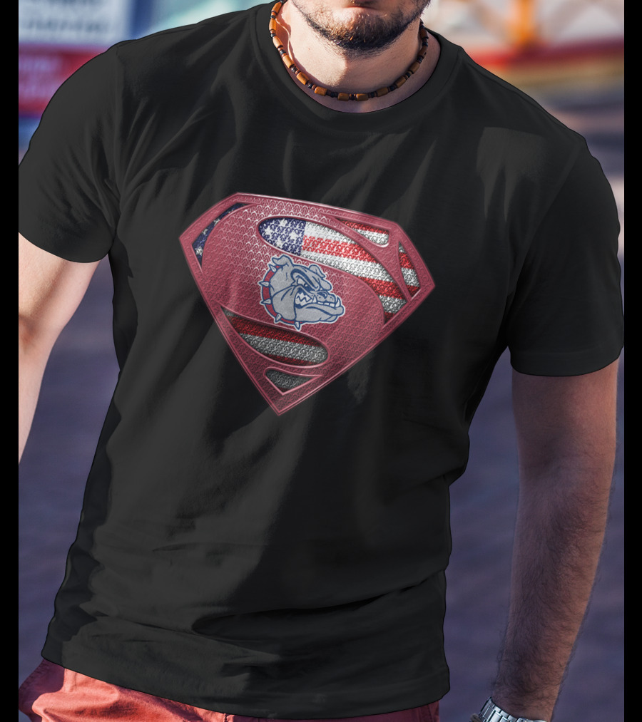 Gonzaga Bulldogs Superman American Flag Shield T-Shirt