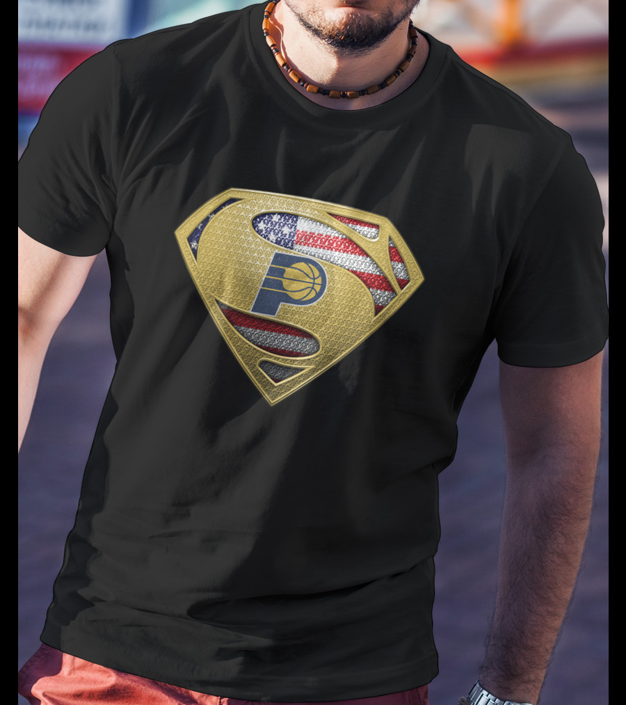 Indiana Pacers Superman Shield American Flag T-Shirt
