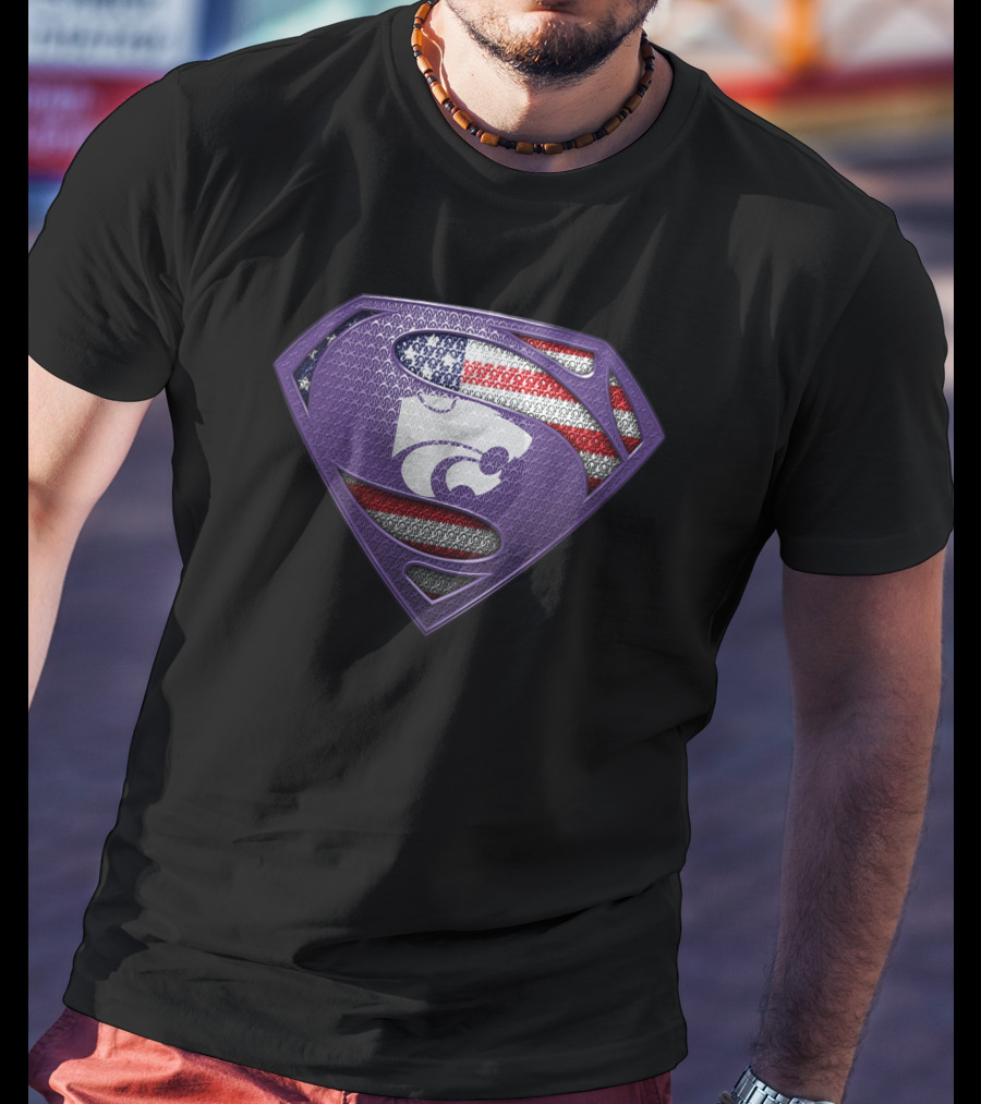 Kansas State Wildcats Superman American Flag T-Shirt