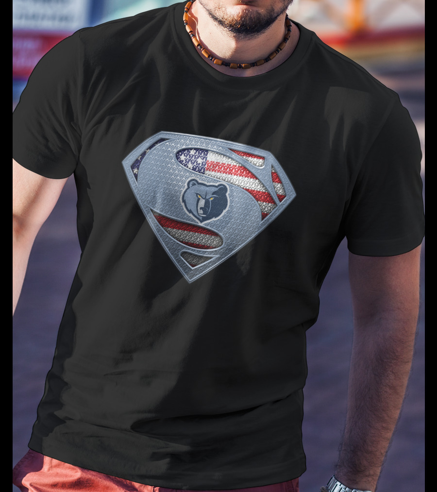 Memphis Grizzlies American Flag Superman T-Shirt