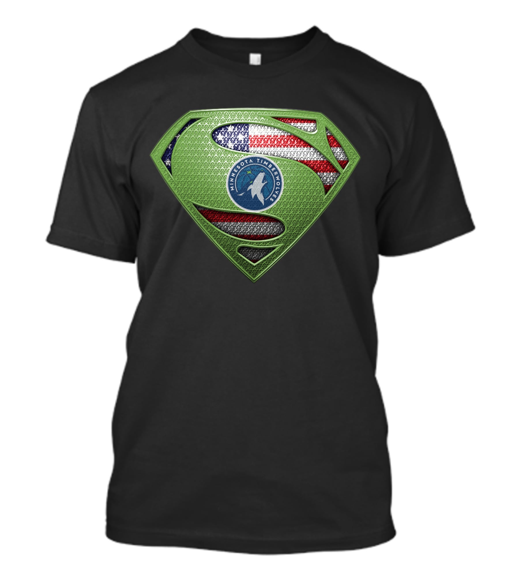 Minnesota Timberwolves Superman Logo With American Flag T-Shirt
