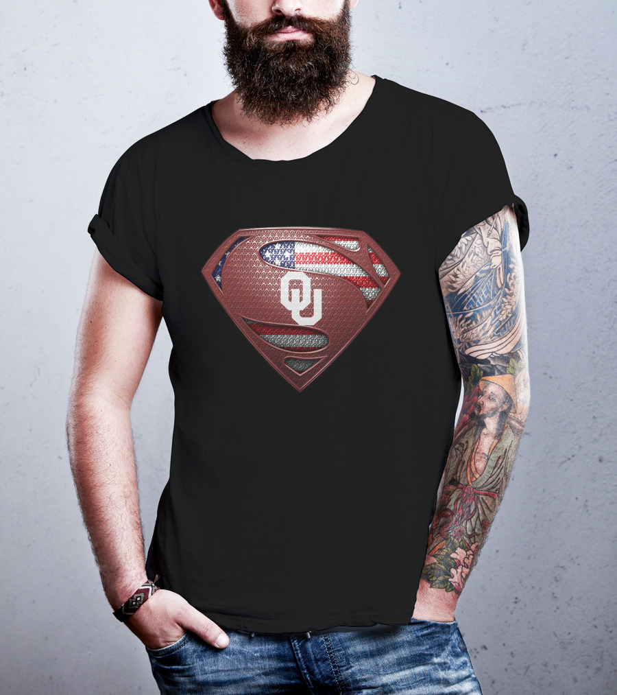 Oklahoma Sooners Ou Superman American Flag T-Shirt
