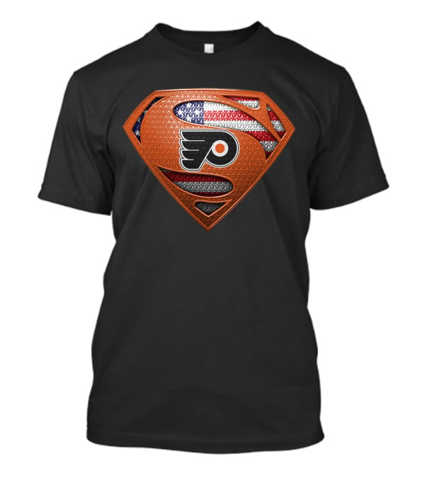 Philadelphia Flyers Superman Shield American Flag T-Shirt