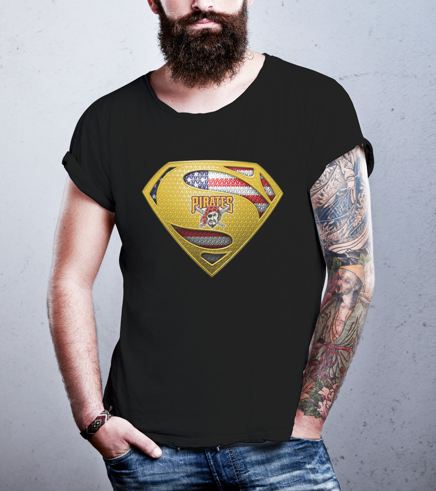 Pittsburgh Pirates Superman Shield American Flag T-Shirt