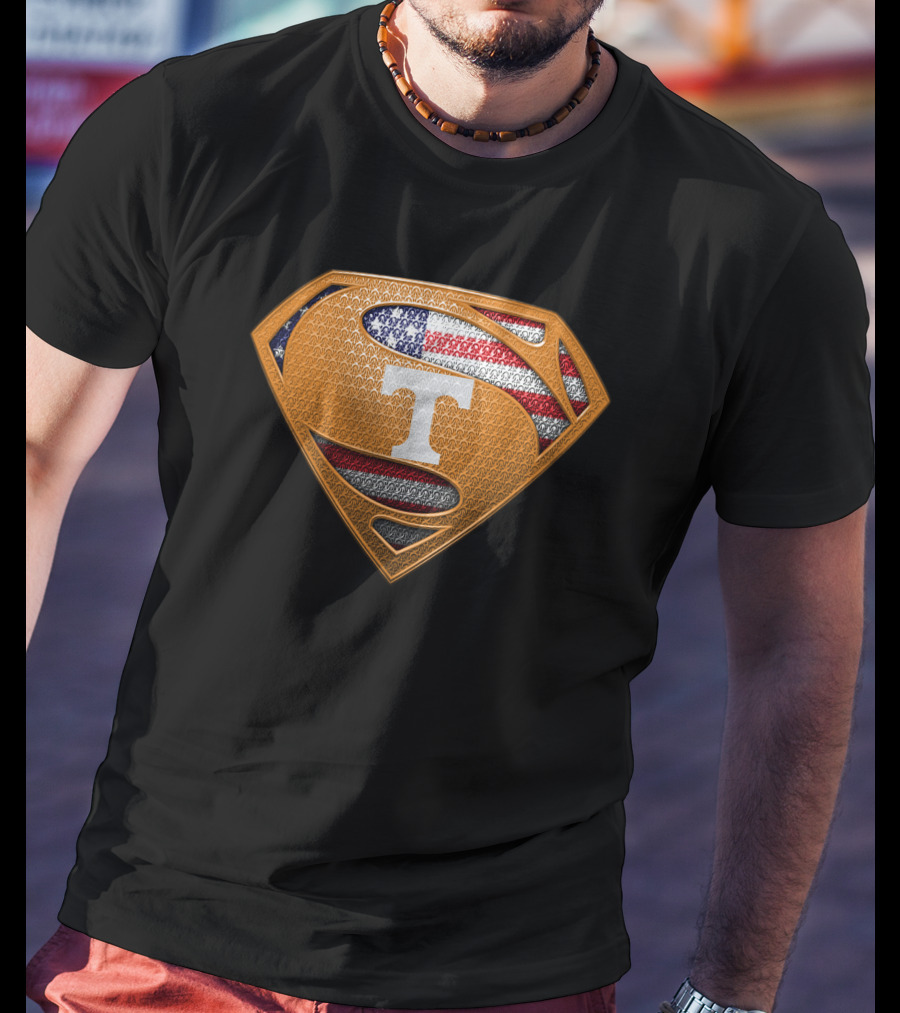 Tennessee Volunteers Superman American Flag T-Shirt