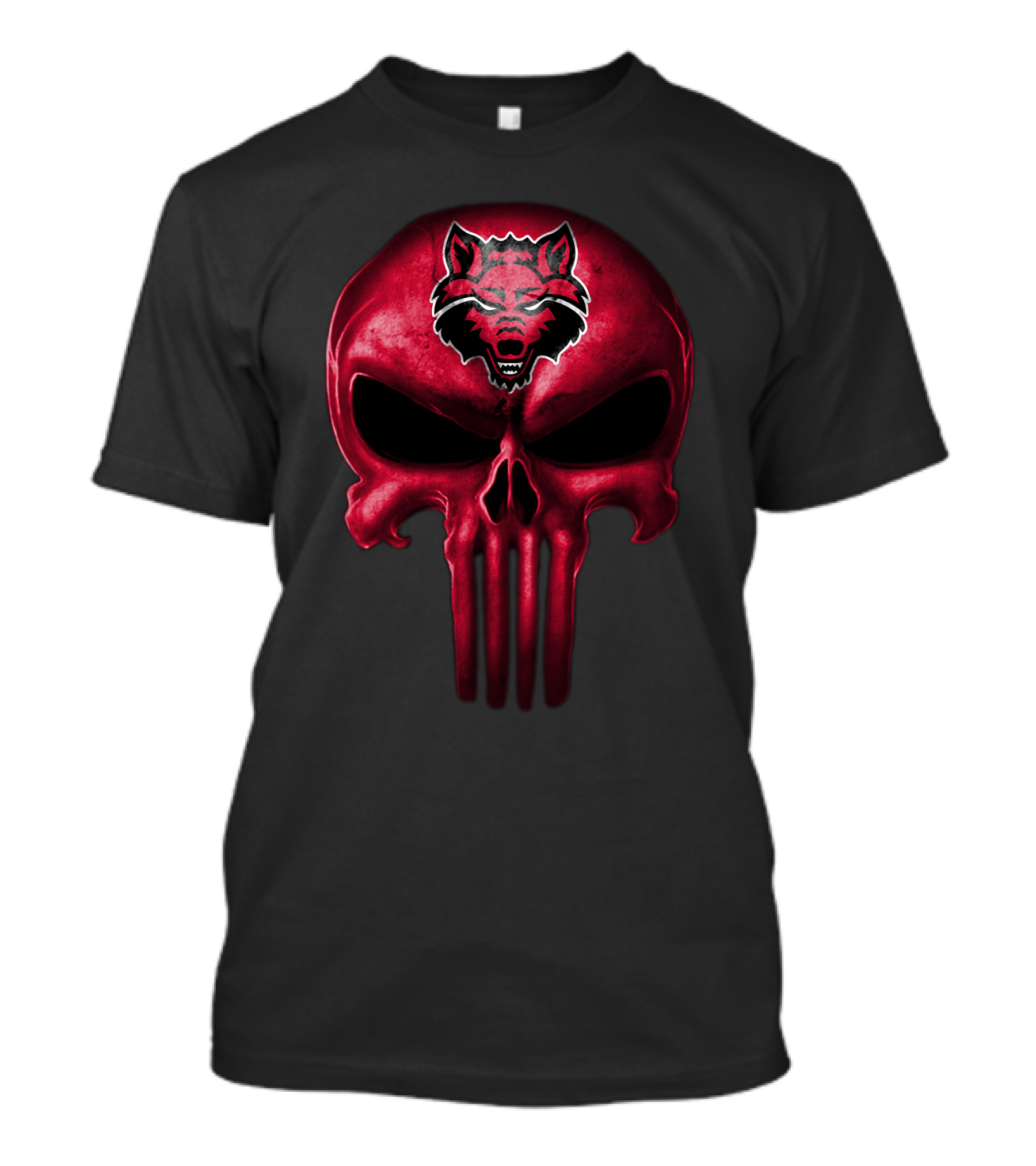 Arkansas State Red Wolves Skull Punisher T-Shirt