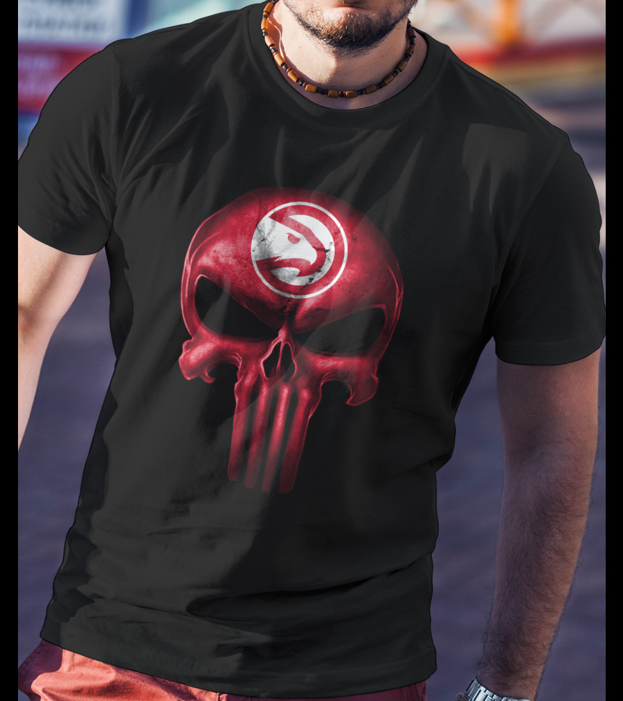 Atlanta Hawks Skull Logo Punisher Style T-Shirt