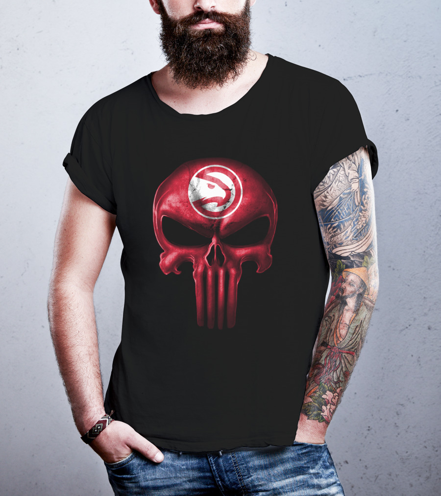 Atlanta Hawks Skull Logo Punisher Style T-Shirt