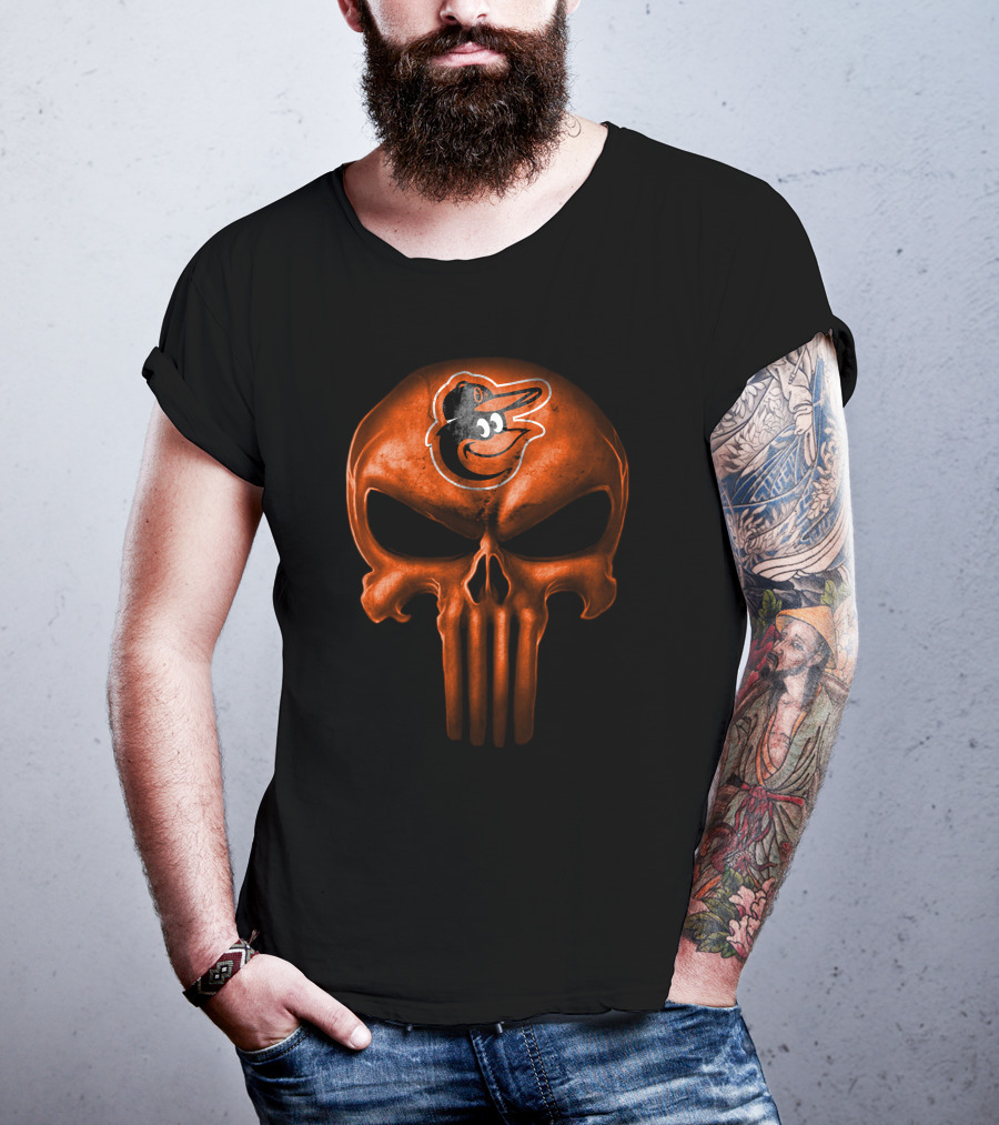 Baltimore Orioles Skull Logo Face Dark Edition T-Shirt
