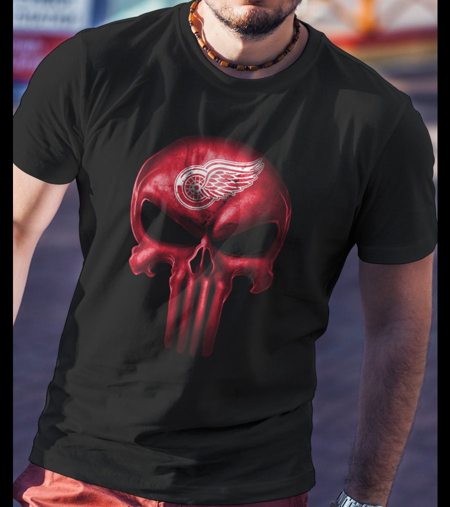 Detroit Red Wings Punisher Skull T-Shirt