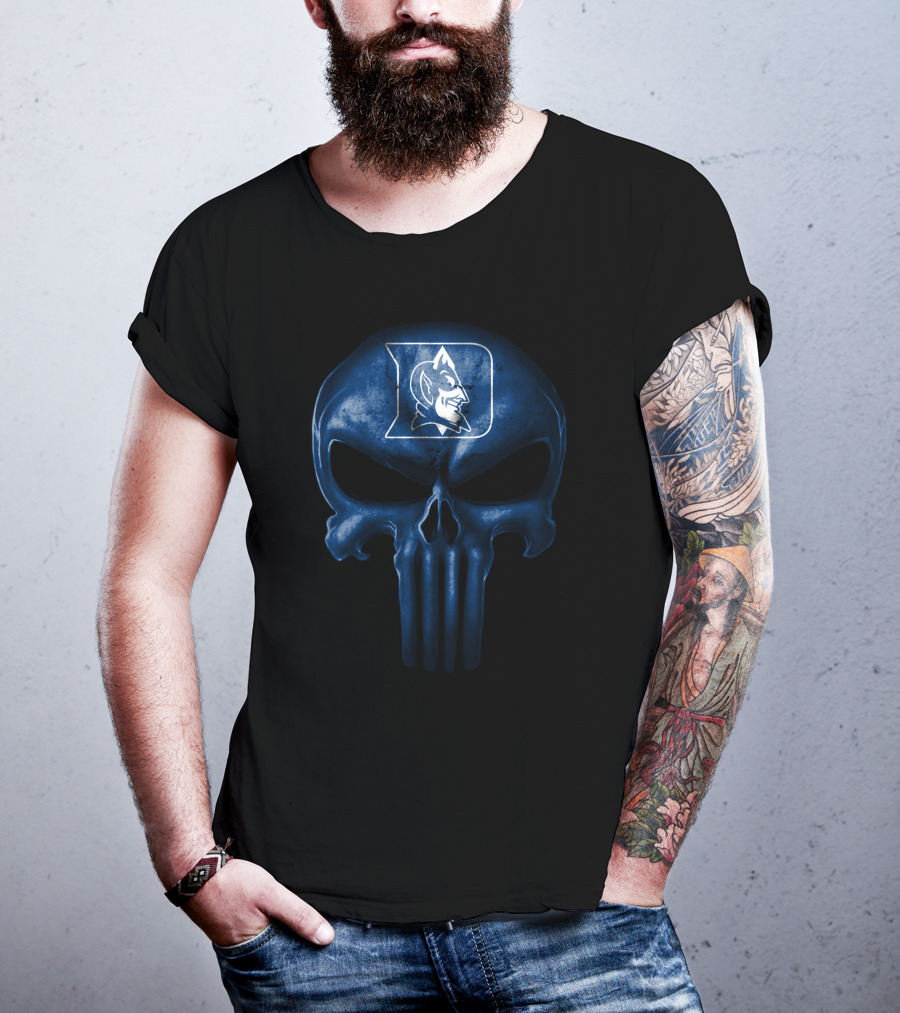 Duke Blue Devils Skull Punisher Style T-Shirt