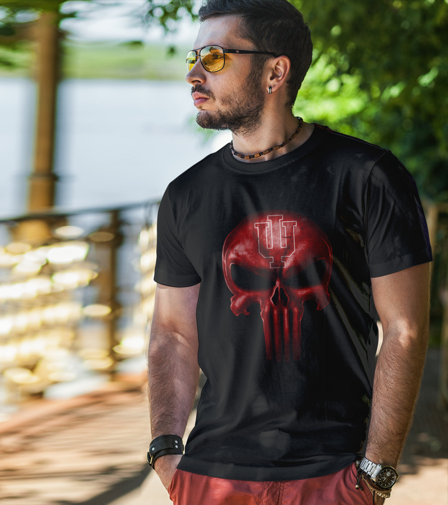 Indiana Hoosiers Crimson Skull T-Shirt