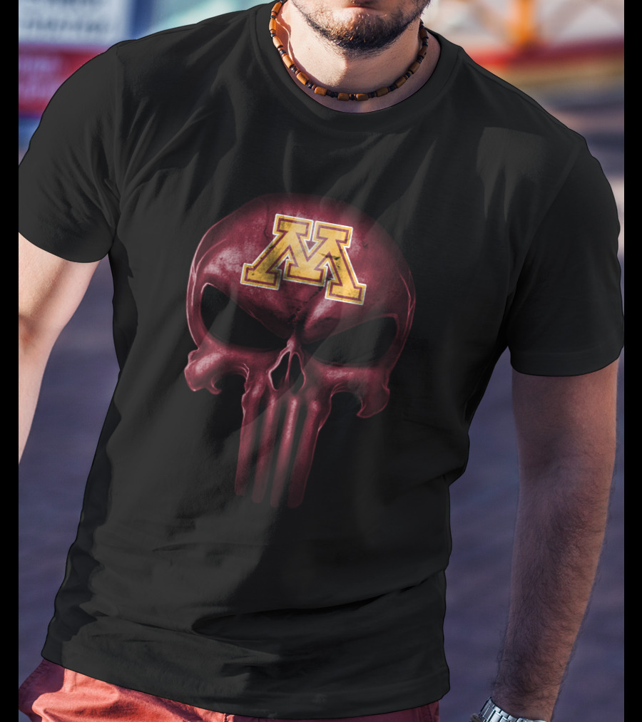 Minnesota Golden Gophers M Logo Skull T-Shirt