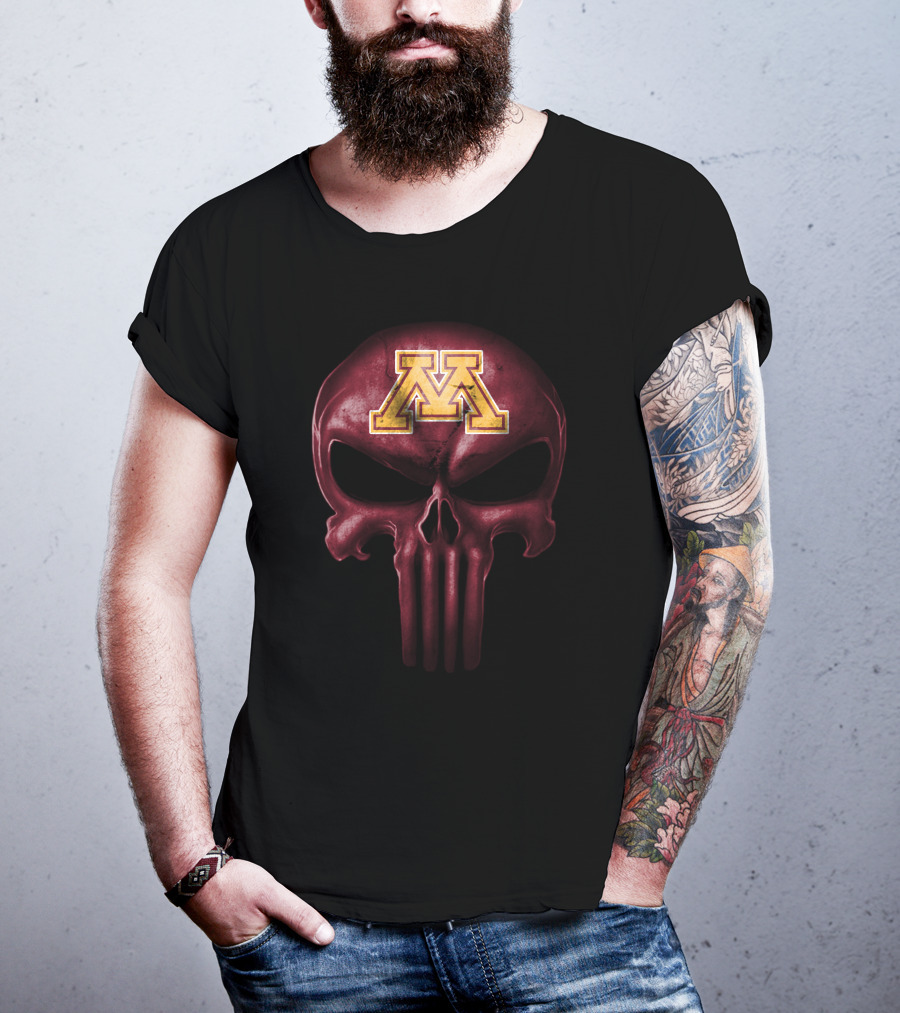 Minnesota Golden Gophers M Logo Skull T-Shirt